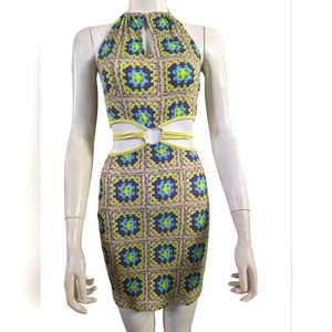 NWT Sexy Multicolor Bodycon Cut Out Halter Mini Dress By Rue21 Sizes Small